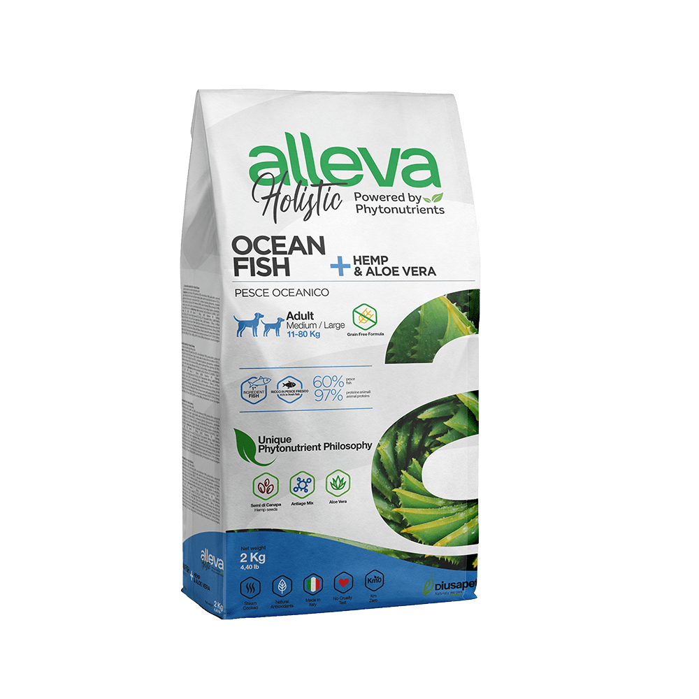 Alleva Holistic Ocean Fish+Hemp & Aloe vera Medium/Maxi 12kg